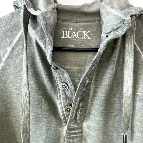 Mens Buckle Henley with long sleeve hoodie - Picture 4 of 8